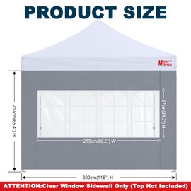 MASTERCANOPY Church Window Sidewall Panels Sunwall for 3x3M Instant Gazebo Pop Up Gazebo Tent, 1 Pack Sidewall Only, Grey