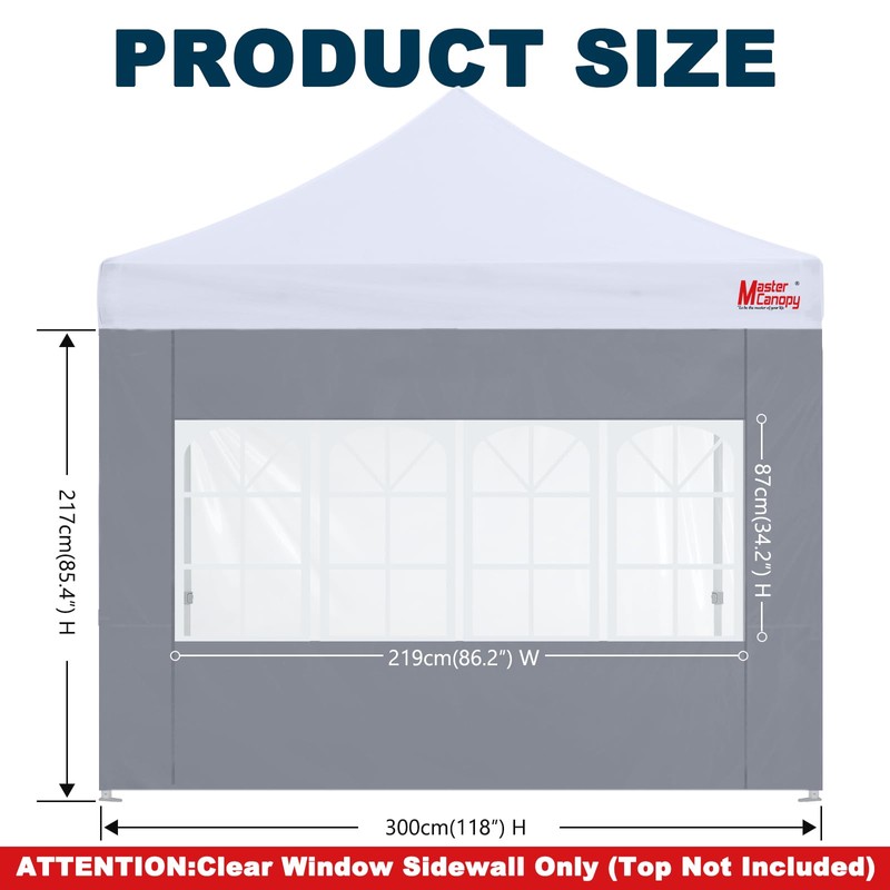 MASTERCANOPY Church Window Sidewall Panels Sunwall for 3x3M Instant Gazebo