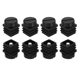 sourcing map 8 Set Leveling Feet, M6x20x20mm Plastic Adjustable Furniture Leg Leveling Square Threaded Insert Screw-in Glide Levelers for Table Chair Furniture, Black