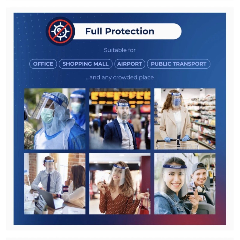 Mask Pro 10-Pack Safety Full Face Shield Reusable FaceShield Clear