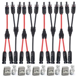 ALAMSCN 4 Pairs Solar Connector Y Branch Parallel Adapter Cable Wire Plug 2 to 1 Male Female Connectors (M/FF, F/MM) for Solar Panel with PV Cable Clips