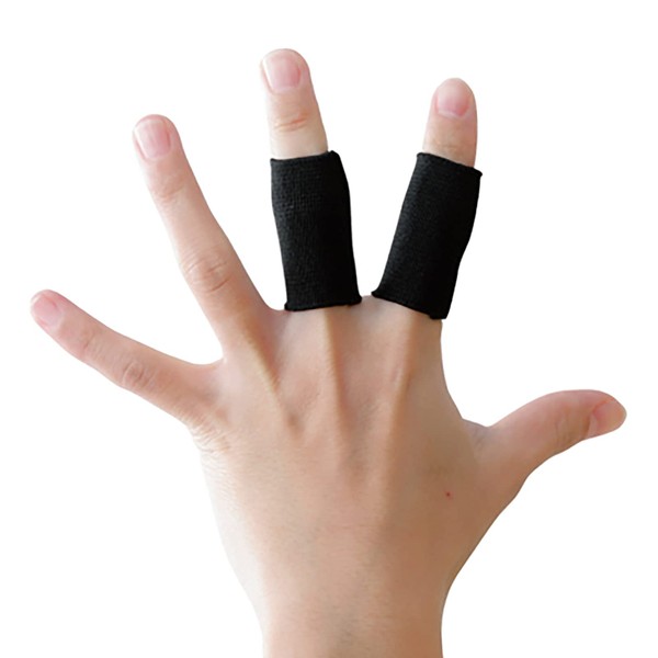D&M #106 Finger Supporter, Sports Type, Fixing Protection, Thin, Compression, Volleyball, Basketball, For 1 Finger, Pack of 2, Made in Japan, Black, S Size