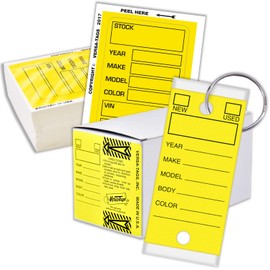 VERSA-TAGS Self Protecting Key Tags with Steel Split Key Rings (Solid Yellow, 350 Tags)