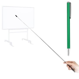 Pointer - Teachers Pointer - Teaching Pointer - Hand Pointer Extended Length, Presenter Whiteboard Pointer, Black Matte with Chrome Trim (Green)