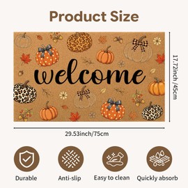 Pumpkin Door Mat Outside - Fall Pumpkin Welcome Mat for Front Door