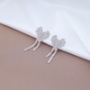TseenYi Rhinestone Heart Tassel Earrings Silver Crystal Long Cup Earrings