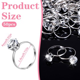 Neyauo 50 Pcs Adjustable Diamond Engagement Rings, Fake Bridal Shower Rings