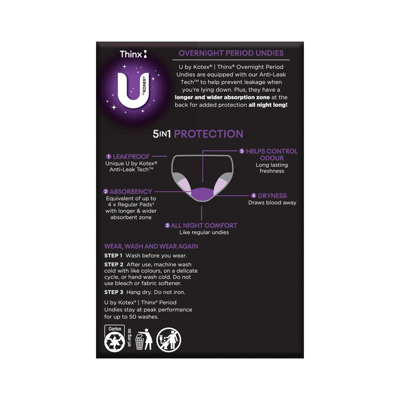 U by Kotex Thinx Period Undies Overnight Size 10