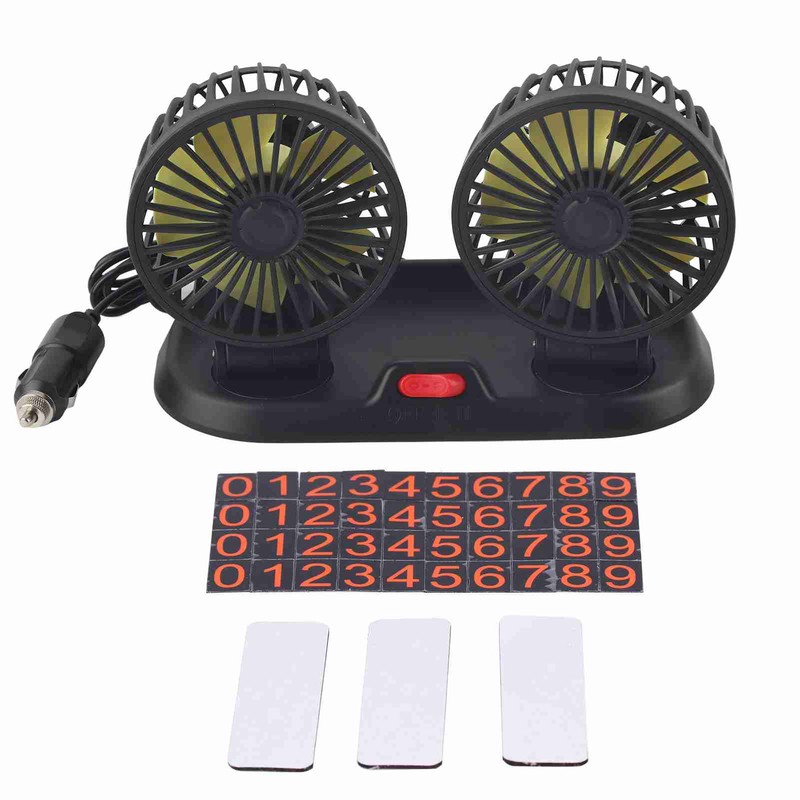 Electric Car Fan 360° Rotatable DoubleHead 5 Blades 2 Speeds