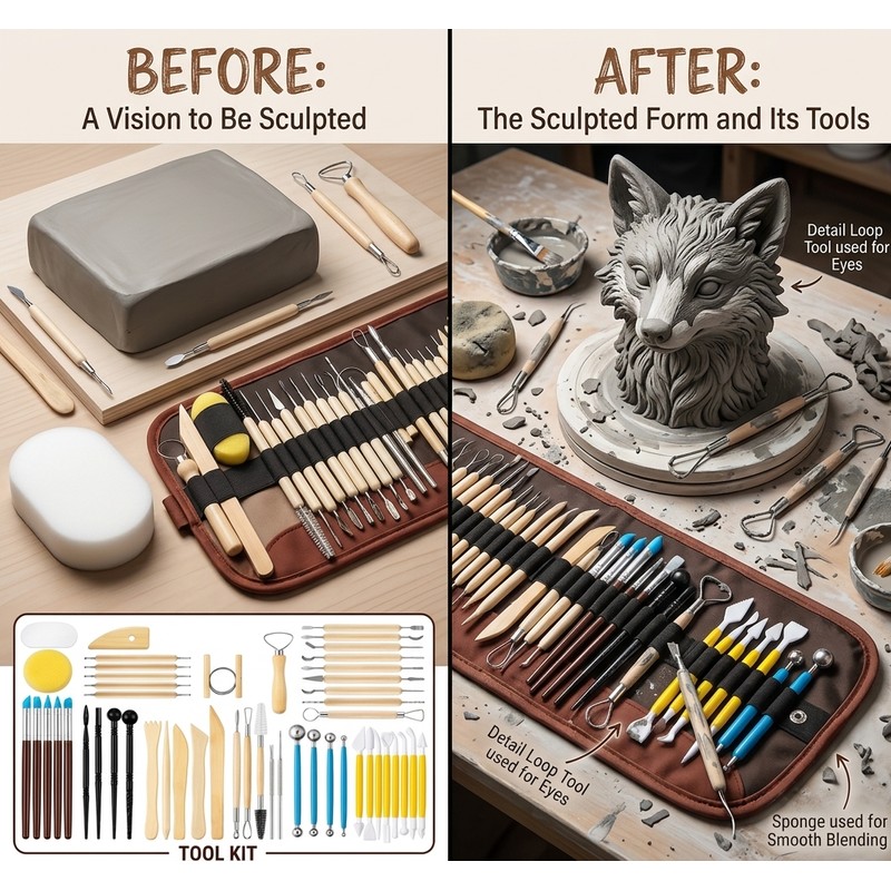 Clay Sculpting Tool Kit – Pottery Carving, Modeling & DIY