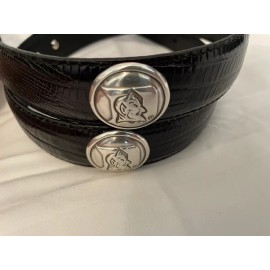 Enmon Black Leather Belt With Duke University Conchos 28,30,40,46,56