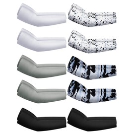 Hicarer 10 pares de mangas de protección solar para brazos, manga deportiva de compresión para baloncesto, correr, ciclismo, Color básico