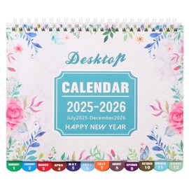 Operitacx Small Desk Calendar 2025-2026, 18 Months Mini Desktop Calendar Flip Desktop Style for Home Office School