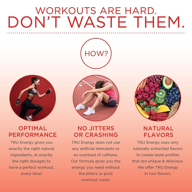 TRU Supplements Energy, Pre Workout Training Formula, Vegan Friendly, No