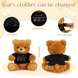 Jexine 2 Pieces Wedding 10 Inch Bear Stuffed Animal Will You Be My Flower Girl Ring Boy Proposal Gifts from Bride Groom with Clothing for Wedding Proposal Anniversary Party (Ring Bearer)