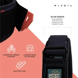 PICSIL Neoprene Straight Lumbar Belt, Ideal for Powerlifting, Squats, Deadlifting, Weightlifting, Designed For All Types of Athletes, 2 Colours, 4 Sizes (Navy, XL)