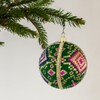 Alex Handmade Upcycled Bauble | 8cm Green with Gold Brocade