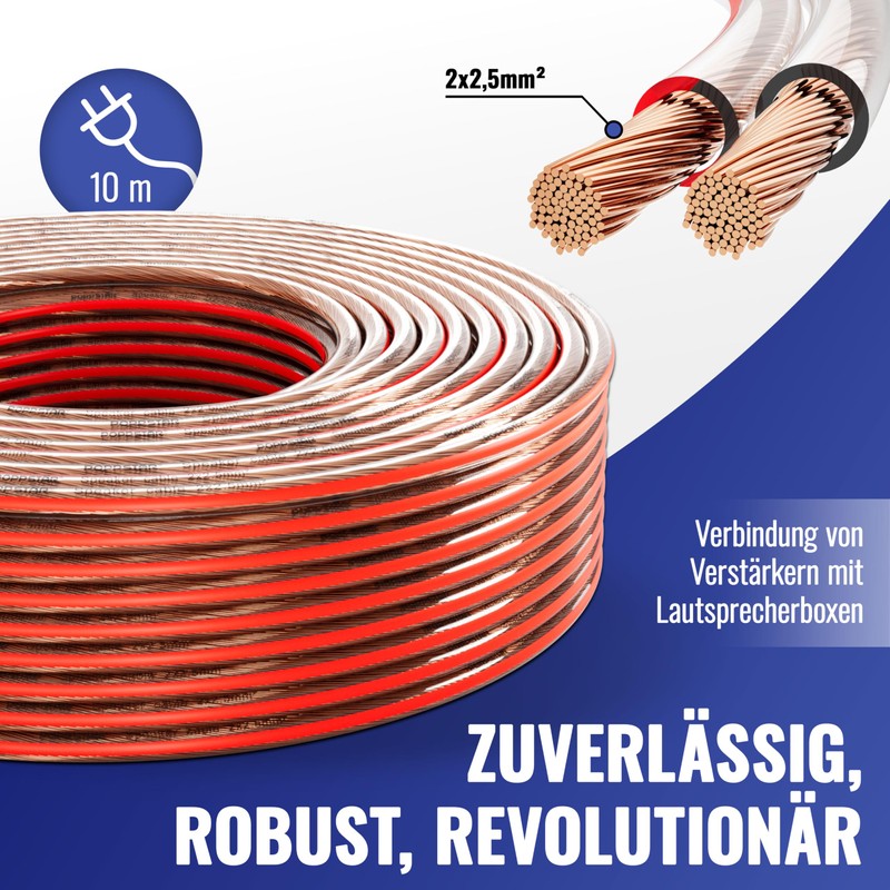 POPPSTAR 10 m Speaker Cable 2 x 2.5 mm² (Full
