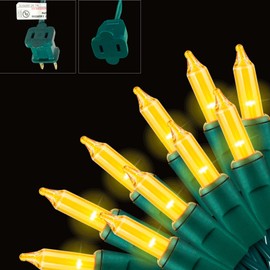 XMASHOME 19.6ft Green Wire Yellow String Lights, 100 Count Incandescent Christmas Lights (Yellow, 100 Lights)