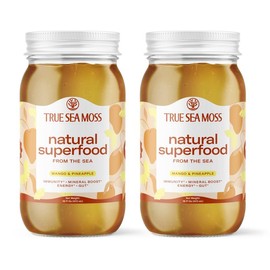 TrueSeaMoss Mango-Pineapple Irish Sea Moss Gel - Rich in Minerals & Vitamins - Supports Immune System, Improves Digestion, Boosts Energy, Skin & Hair Health - Made in USA - 16 fl oz Jar - Healthcare:_2 packs