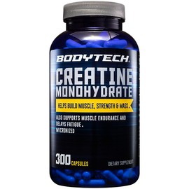 BODYTECH Creatine Monohydrate Capsules - Micronized for Maximum Absorption - Supports Muscle Strength & Power - Convenient Capsule Form (300 Capsules)
