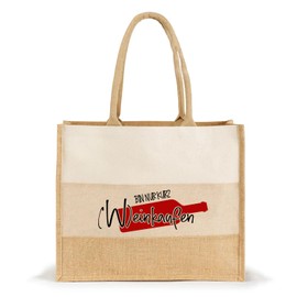 AMBERGER DESIGN by A&M Osterhage amd Bin kurz (W) einkaufen Shopper Jute-Beutel groß-Nachhaltig | Fair | Einkaufstasche Innentasche Reißverschluss