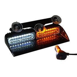 Amber and White Emergency LED Light Bar Wind Sheild Lighting Dash Deck Visor Warning Strobe Yellow White