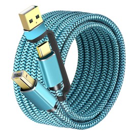 GGMTY Printer Cables 15Feet, USB C/A Printer Cable to USB Nylon Braided [Never Rupture] High-Speed [Plug and Play] 、Cord for HP, Canon, Epson,Dell, Brother, Yamaha Piano MIDI Controller