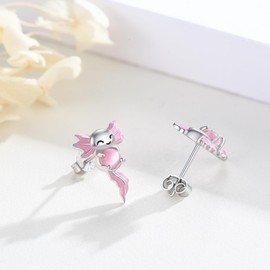 YueYuan Axolotl Stud Earrings for Women 925 Sterling Silver Axolotl Earrings Hypoallergenic Animal Jewelry for Mom Wife Daughter Graduation Party Birthday Anniversary