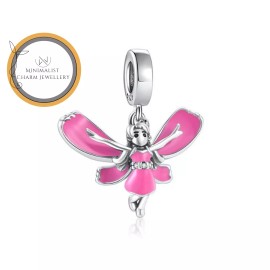 Minimalist Charm Jewelry Pink Fairy Charm For Bracelet, Cartoon Charm, Gift For Women