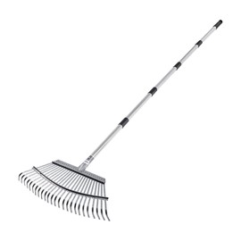 VEVOR Leaf Rake, 25 Metal Tines, Adjustable Garden Rake for Lawns with 18.3 Inch Wide Head & 36.4-72.8 Inch Long Handle, Heavy Duty Stainless Steel Small Leaves Tool for Gardening Camping Yard Grass
