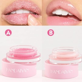 De Bálsamo Labial y Exfoliante Labial 2 en 1 Set, Set De Cuidado Labial, Mascarilla Durmiente Labial y Exfoliante Labios De Azúcar, Reparador Para Labios Secos, Agrietados y Descamados