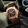 NIBOSI Men's Analog Watch, Brown Silicone Strap, Date Display