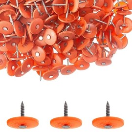 250 Pack - Round Plastic Cap Nail 1 Inch Roofing Nails Galvanized Tar Paper Nails for House Wrap Fastening Foam Board Roofing Felt Insulation Film (250)