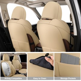 GXT Custom Seat Covers for Subaru Forester 2019-2023, Premium Water-Resistant Faux Leather Seat Cushion - Ultimate Comfort and Protection, Front Seat & Rear Seat Car Seat Protector(Beige)
