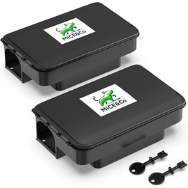 Mice&Co Rat Bait Stations 2 Pack – Lockable Rodent Traps for Outside & Inside – Heavy Duty, Weather-Resistant Bait Boxes with Dual Entry – Tamper-Proof Design – Child & Pet Safe