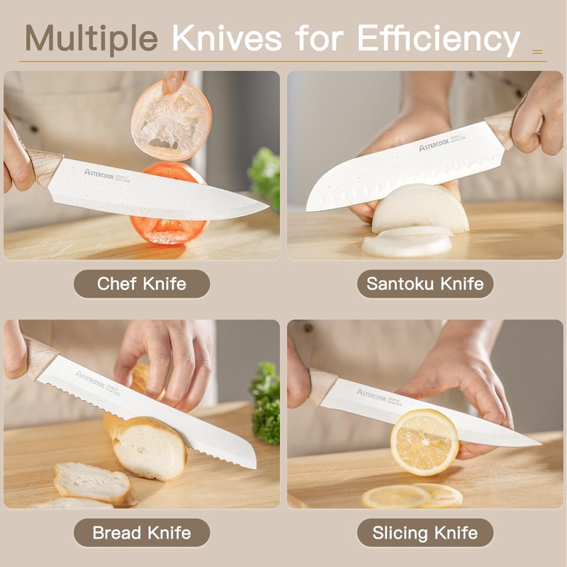 Astercook Knife Set, 13 Pieces Kitchen Knives Set with Ceramic