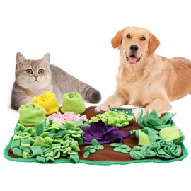 MoYouno Snuffle Mat for Dogs,Interactive Feeding Mat,Pet Slow Feeding Mat,Washable and Durable,Dog Toy for Encourages Foraging and Training Skills-Relieving Boredom and Stress (Green khaki)