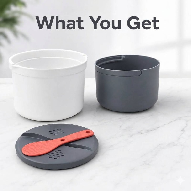 Microwave Rice Cooker for Portable Use - Multifunctional Steamer Bento