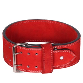 AKS Weightlifting Straps I Power Weight Lifting Gymnastics Belt I Heavy Duty Leather Training Gym Belt (Red, M (28 to 32 inches)