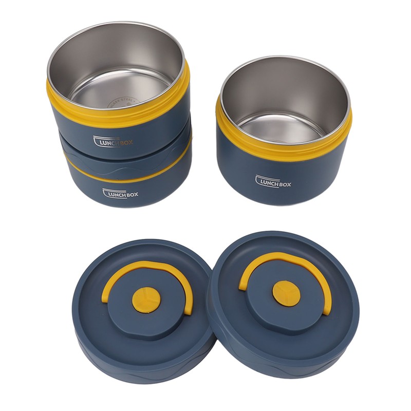 Bento Lunch Box Round with Lid Bag Leakage Proof Stainless
