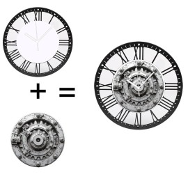 25cm Circular Cast Iron Clock with Distressed Finish and Roman Numeralssheet size: 10 inch, color: White