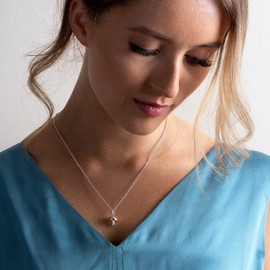 Dew Sterling Silver and Rose Gold Plate Charming Mushroom Necklace of Length 45.7cm