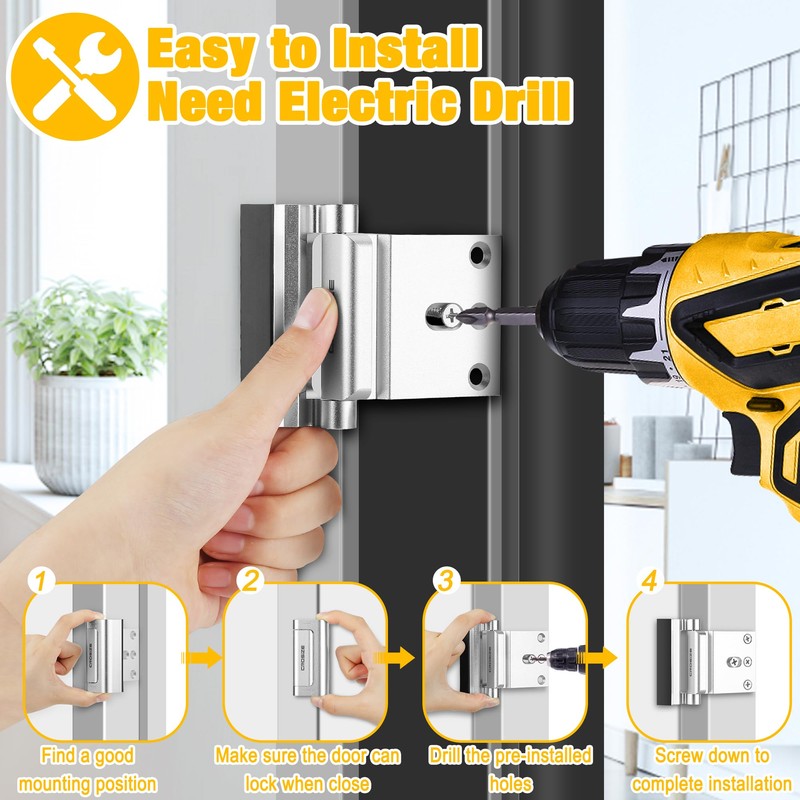 Crosize Home Security Door Locks 2 Pack, Metal Reinforcement Lock