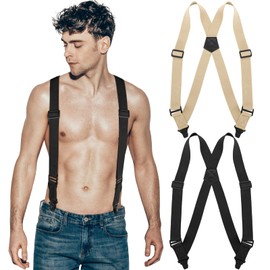 2 Pcs Suspenders for Men Under Clothing Side Clip Hidden Airport Friendly Suspenders Adjustable Plastic Clips Hiking Suspenders for Men
