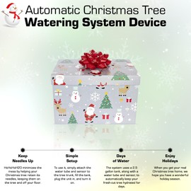 HoHoHoH2o Automatic Christmas Tree Watering System Device, Santa’s Tree Helper Keeps Your Christmas Tree Healthy and Fresh, Refillable 2.5 gallons Capacity Box - Silver/Festive