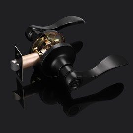 Probrico Black Interior Door Handles Privacy Door Lock for Bedroom and Bathroom Door Levers Door Lock Stainless Steel Door Handles Indoor with Lock