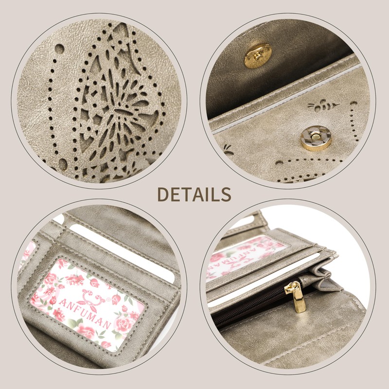 ANFUMAN Womens Wallets RFID Blocking Leather Clutch Long Wallet for