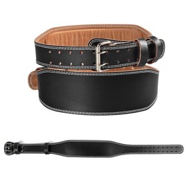 PU Leather Weight Lifting Belt Workout Back Support Belt Lever Belts for Training Exercise L Size 115cm/3.77ft Black