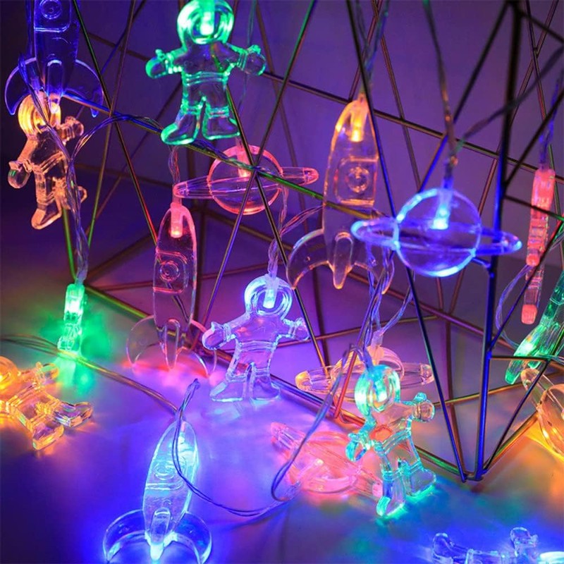 LELYFIT 20LED 3.0M Spaceman Cartoon String Lights, Astronaut Planet Rocket